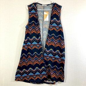 NWT Honey and Lace Chevron Open Front Cardigan Size Small